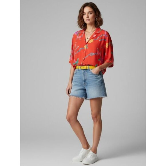 Carole Little St. Tropez West Silk Vintage Cropped Boho Hipster Whimsy Shirt M - Picture 12 of 12